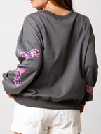 Sarah Express Women's Sequin Boot Crewneck Sweatshirt