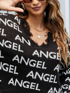 Sarah Express Women's Frayed Hem Long Sleeve Sweater