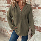 Women's V-Neck Long Sleeve Pullover Sweater Loose Fit Casual