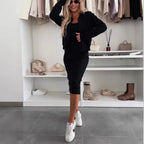 Women's Slip Dress and Cardigan Two Piece Set Long Sleeve Korean Casual Style