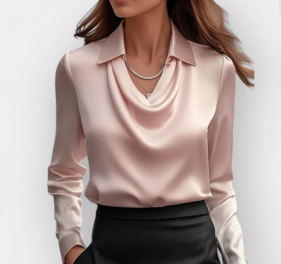 Women's Long Sleeve Shirt Irregular Drape Collar Polyester