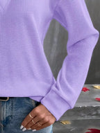 Sarah Express Women's Plus Size V-Neck Long Sleeve Waffle Knit T-Shirt