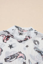 Sarah Express Women's Printed Mock Neck Long Sleeve Bodysuit