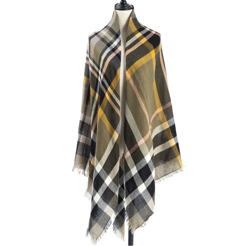 Women's Oversized Square Scarf Cashmere-like Double-Sided Shawl 140cm Woven Fall Winter Accessory