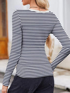 Sarah Express Women's Striped Long Sleeve Scoop Neck T-Shirt