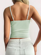 Sarah Express Women's Lace Trim V-Neck Cami Top