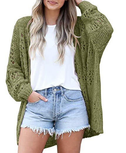 Women's Lightweight Knit Cardigan Long Sleeve V-Neck - Casual Fall Winter Loose Fit Open Front