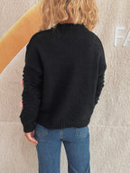 Sarah Express Women's Flower Button Up Long Sleeve Cardigan