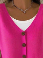 Sarah Express Women's V-Neck Button-Down Knit Cardigan Plus Size