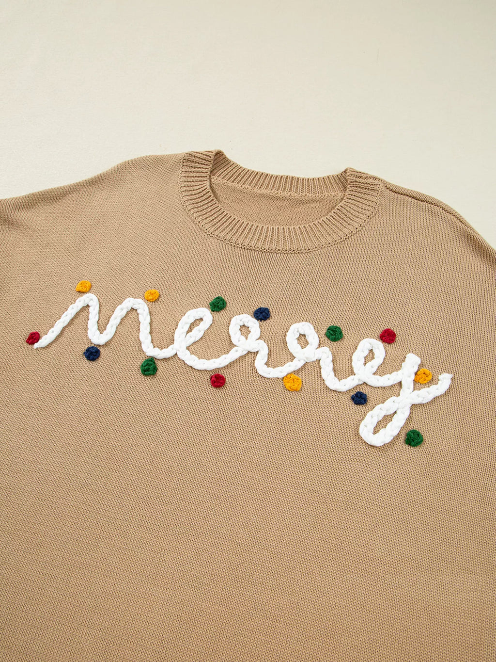 Sarah Express Women's Merry Colorful Dot Detail Christmas Dolman Sweater