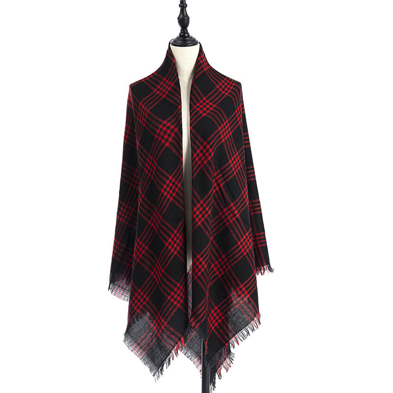 Women's Oversized Square Scarf Cashmere-like Double-Sided Shawl 140cm Woven Fall Winter Accessory