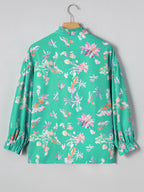 Sarah Express Women's Floral Lantern Sleeve Button Front Shirt