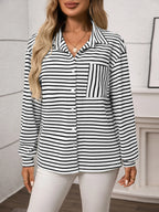 Sarah Express Women's Striped Button Up Long Sleeve Shirt