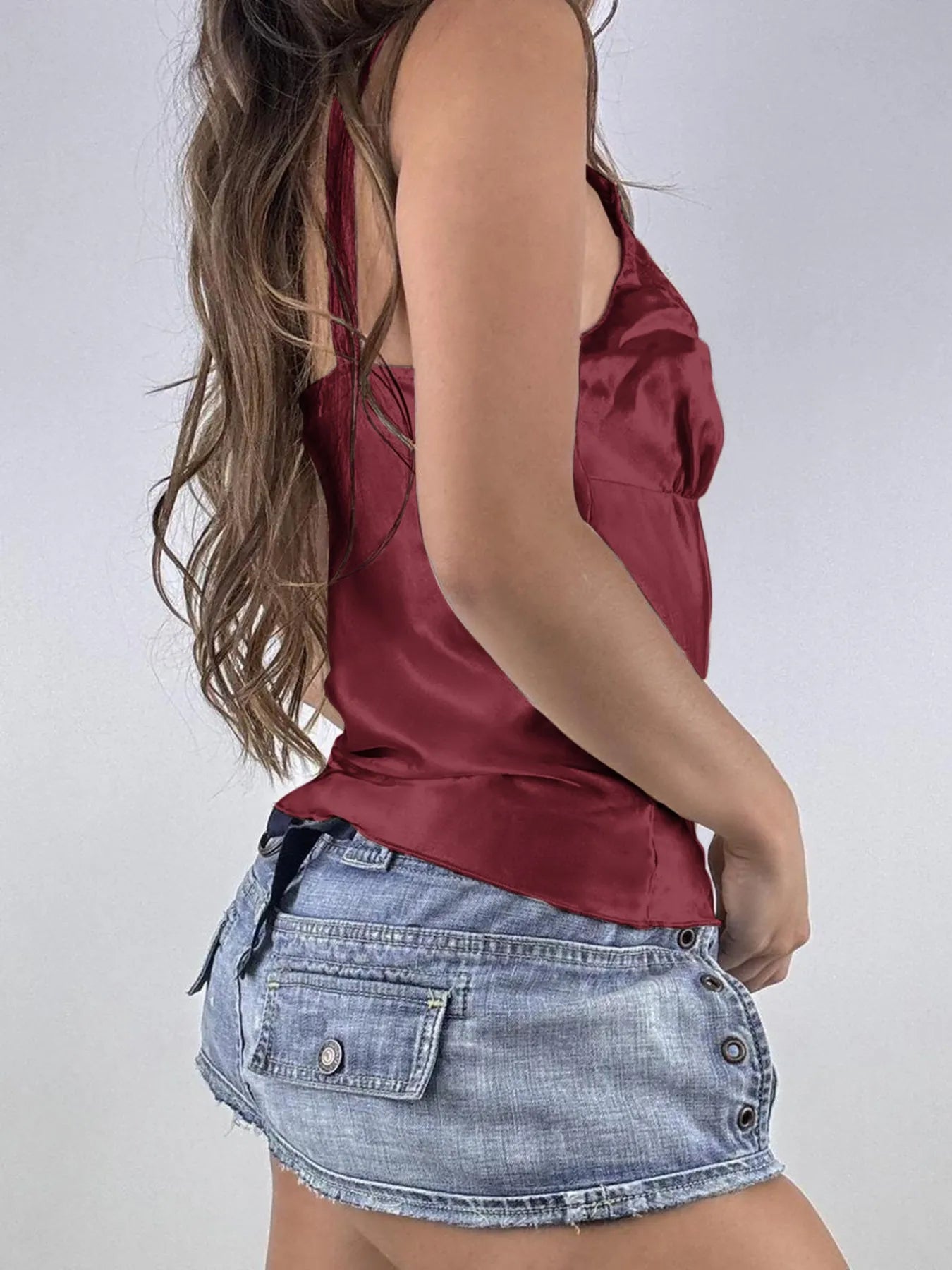 Sarah Express Women's Lace Trim V-Neck Cami Top