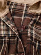 Sarah Express Women's Plaid Patchwork Long Sleeve Hooded Top