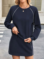 Sarah Express Women's Round Neck Raglan Sleeve Top and Skort Set Dark Navy