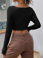 Sarah Express Women's Twisted Front Long Sleeve T-Shirt