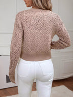 Sarah Express Women's Openwork Button Up Long Sleeve Cardigan