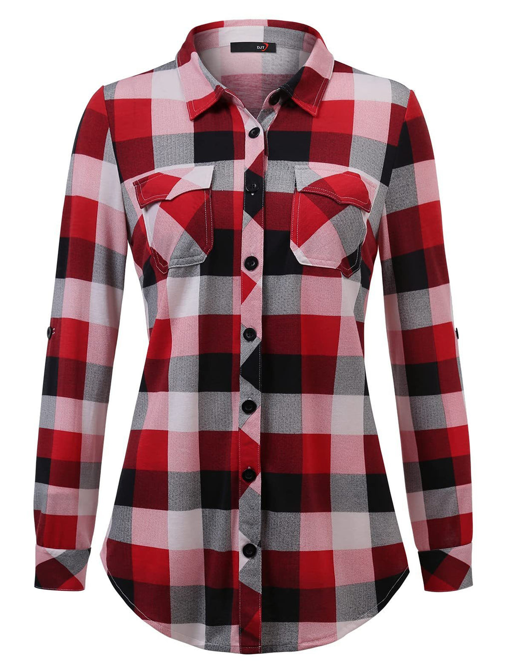 Women's Plaid Button Front Shirt Long Sleeve Casual Cardigan