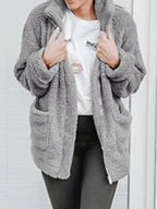 Sarah Express Women's Cozy Fleece Zip Up Jacket Plus Size