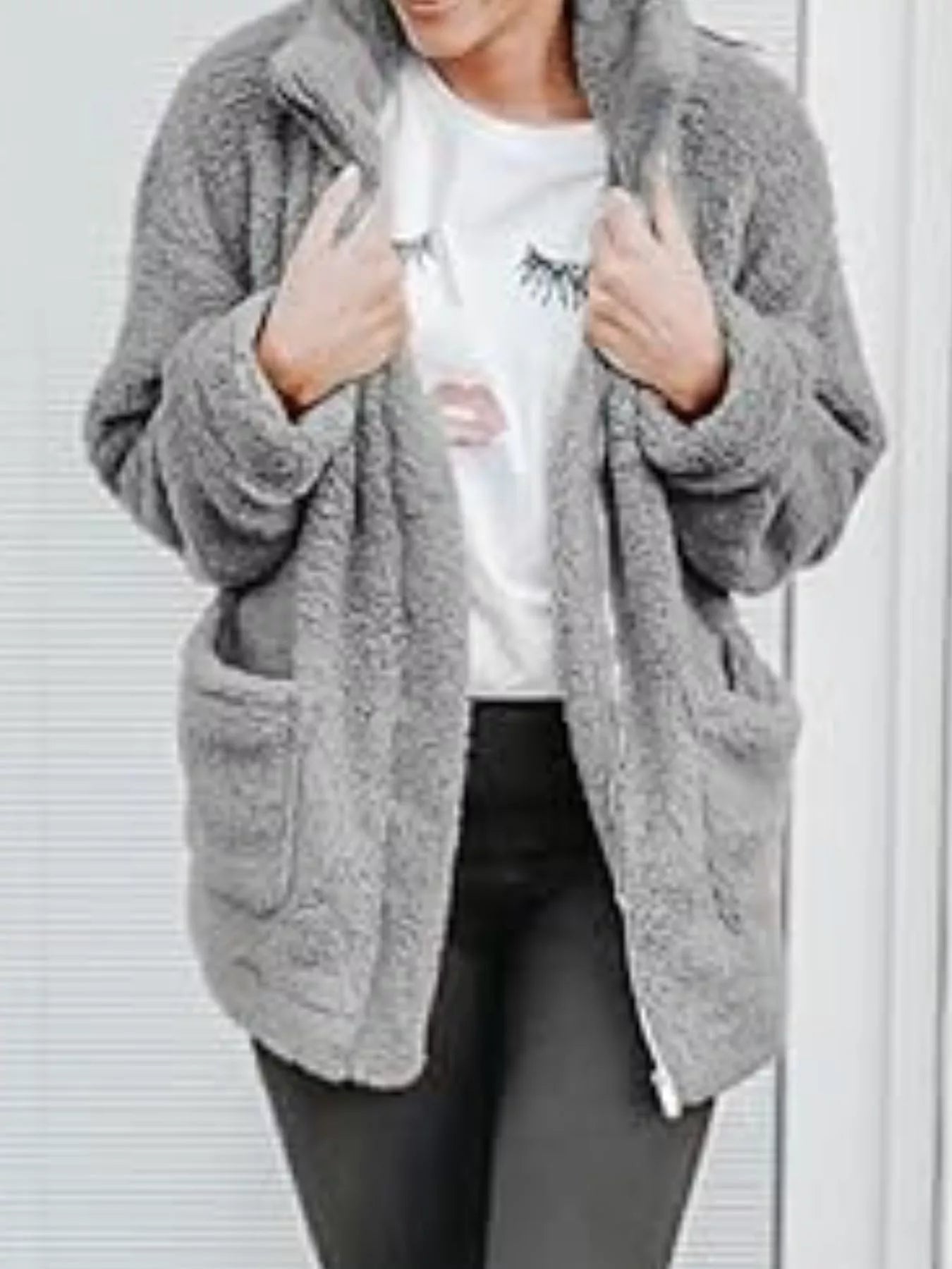 Sarah Express Women's Cozy Fleece Zip Up Jacket Plus Size