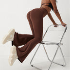 High Waist Wide Leg Fitness Pants Sculpting Nylon Blend