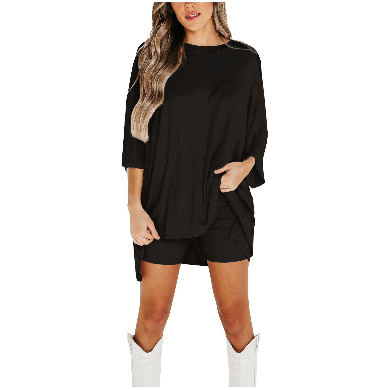 Women's Two Piece Loungewear Set Loose T-Shirt and Shorts