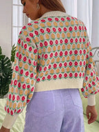 Sarah Express Women's Floral Button Up Long Sleeve Cardigan