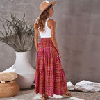 Women's High Waist Printed Maxi Dress Loose Fit Casual