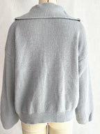 Sarah Express Women's Half Zip Dropped Shoulder Sweater