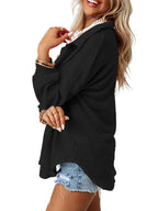 Sarah Express Women's Waffle Knit Button-Down Shirt