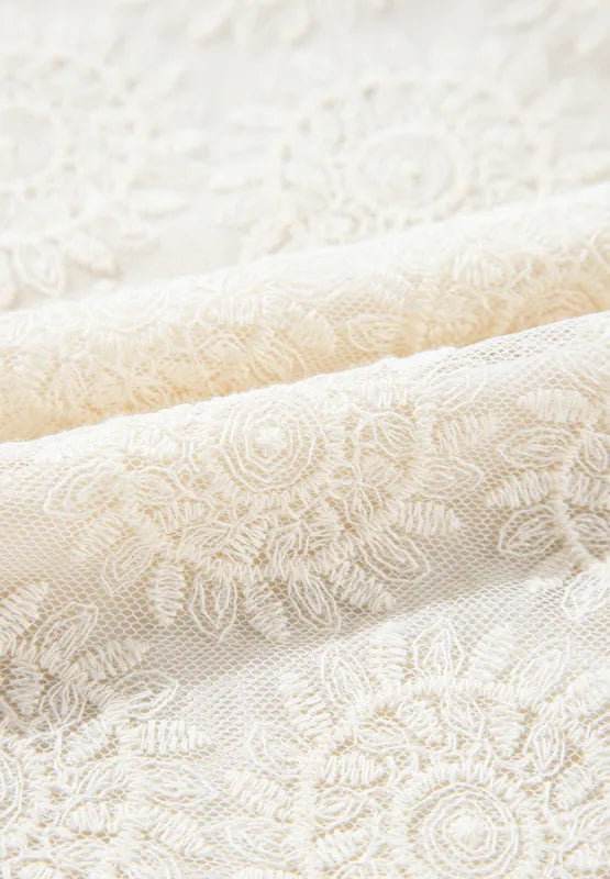 Sarah Express Women's Flower Jacquard Flounce Sleeve Blouse