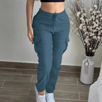 Women's Cargo Pants Drawstring Elastic Waist Trousers Leisure Style