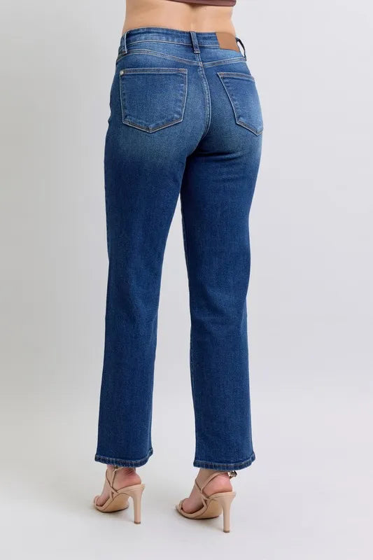  Full Size Side Seam Detail Straight Jeans with Pockets