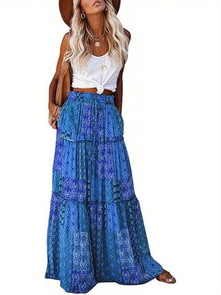 Women's High Waist Printed Maxi Dress Loose Fit Casual
