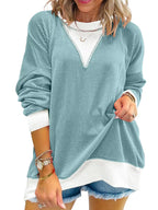 Sarah Express Women's Two-Tone Ribbed Knit Sweatshirt