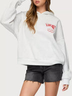 Sarah Express Women's Drop Shoulder Graphic Hoodie with Kangaroo Pocket Luck