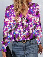 Sarah Express Women's Printed Button Up Long Sleeve Shirt