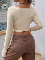 Sarah Express Women's Twisted Front Long Sleeve T-Shirt