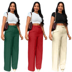 Women's High Waist Wide-Leg Straight Pants