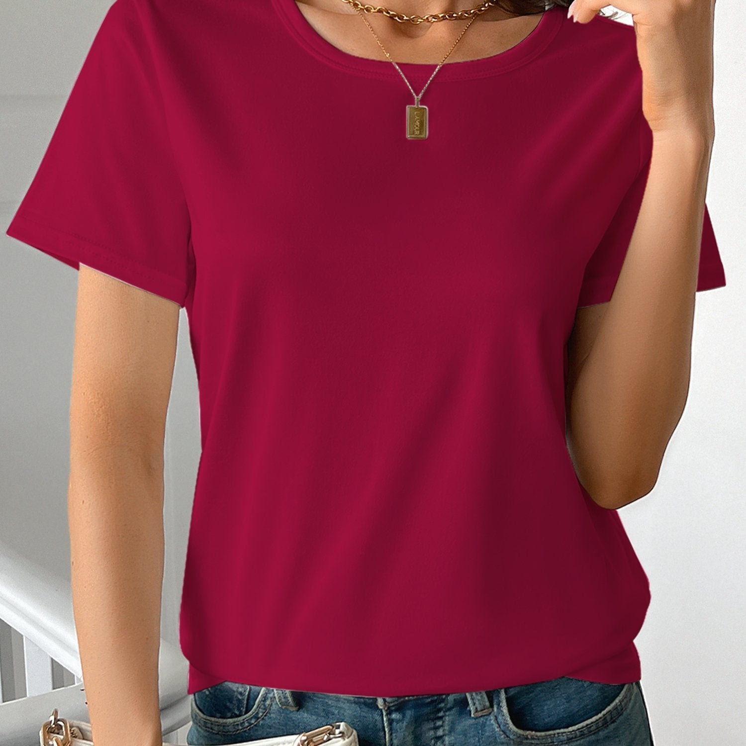 Women's Round Neck Short Sleeve Cotton T-Shirt 3D Print Casual