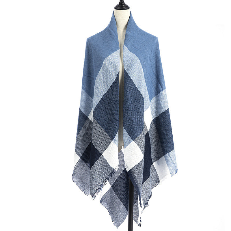 Women's Oversized Square Scarf Cashmere-like Double-Sided Shawl 140cm Woven Fall Winter Accessory