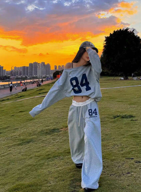 Women's 2-Piece Sweater Pants Set Casual Printed Lounge Outfit