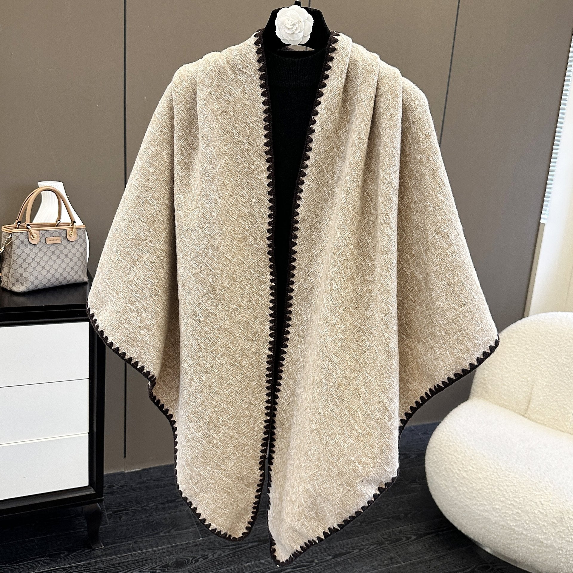 Oversized Polyester Scarf Shawl Wrap Printed Plaid Women's Fall Winter Accessory