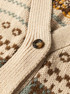 Sarah Express Women's Western Pattern Knitted Button V Neck Cardigan Sweater