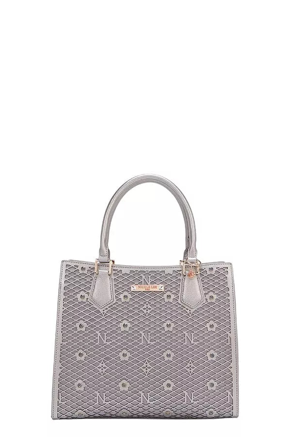Sarah Express Women’s Structured Monogram Print Tote Bag Vegan Leather