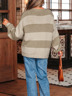 Sarah Express Women's Striped Color Block Tie Front Sweater Cardigan