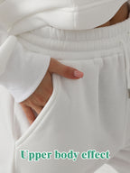 Women's Solid Color Sweatshirt Pants Set - Long Sleeve Casual Loungewear Two-Piece