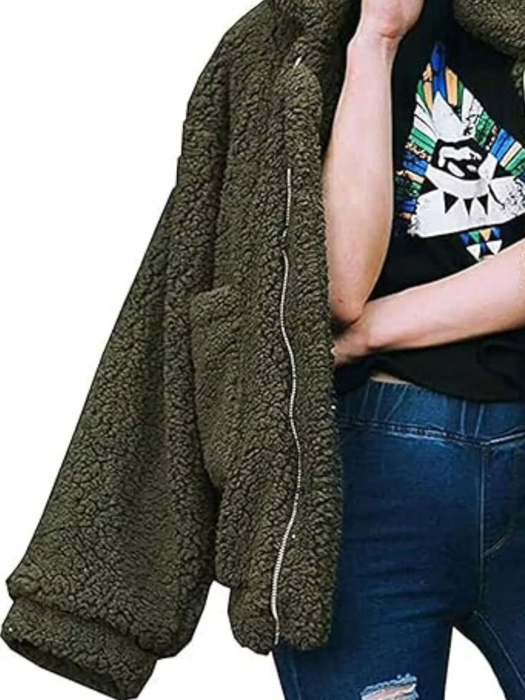 Sarah Express Women's Cozy Fleece Zip Up Jacket Plus Size