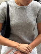 Sarah Express Women's Round Neck Short Sleeve Sweater